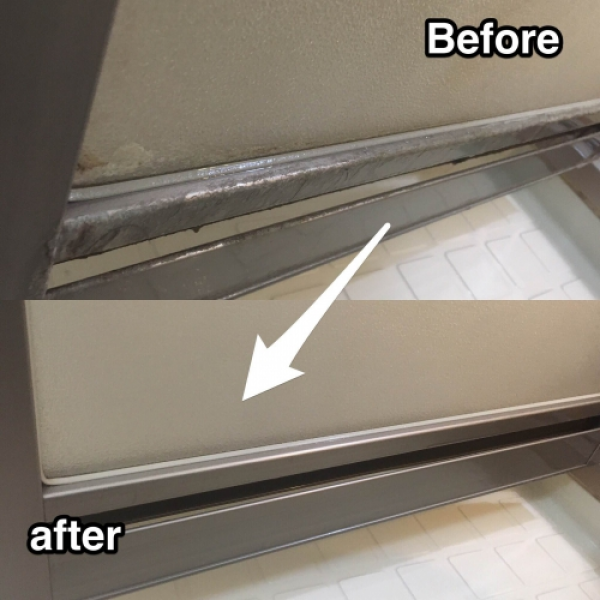 ■2016/08/30 浴室扉のガチガチ水垢汚れ除去